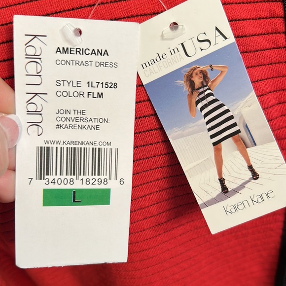🆕Red KAREN KANE DRESS w/Black Side Panels, Accents & Pin Stripes & Back Zipper. - Picture 7 of 12